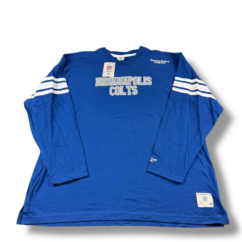 NWT Reebok NFL Vintage Collection Indianapolis Colts Longsleeve Shirt Mens 2XL